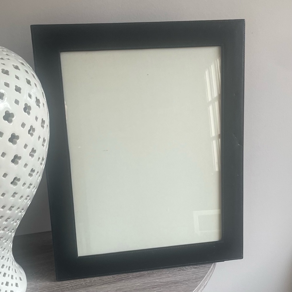 MARK CROSS Large 14”x17” black leather picture frame